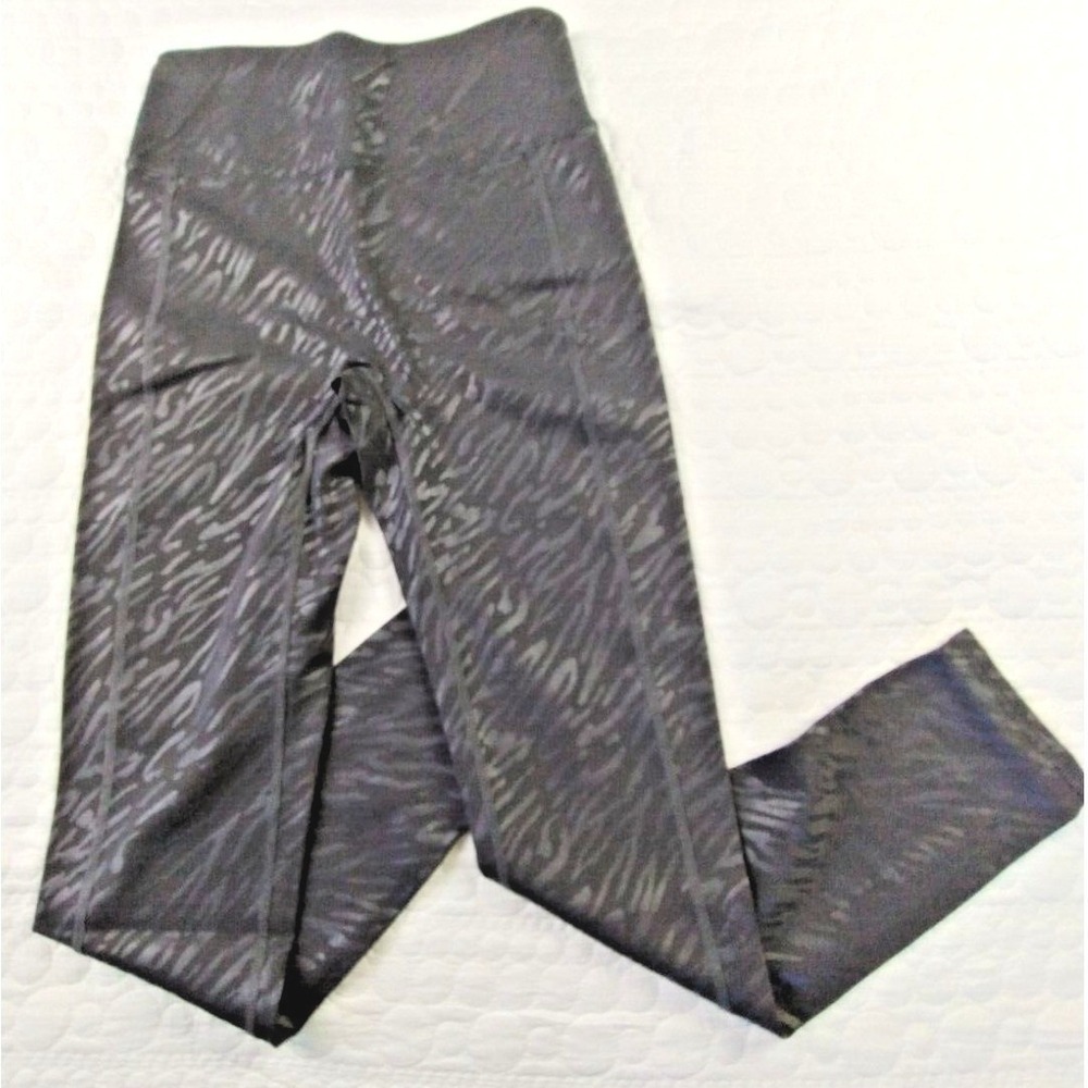 zuda Womens Legging XS Black Animal Foil Print‎ Z-Stretch High-Waisted Wicking